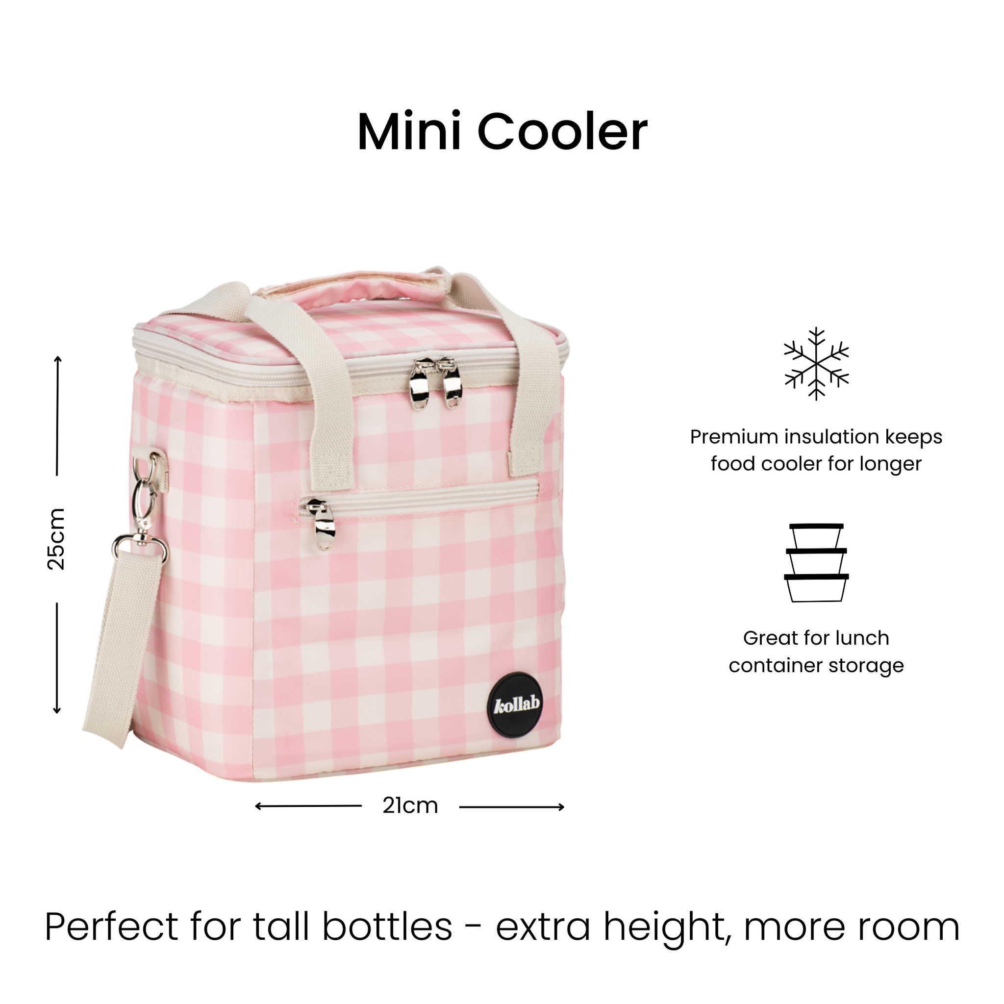 Mini Cooler Candy Pink Check – Kollab USA