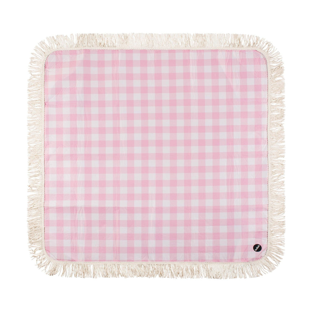 Fringed Medium Picnic Mat Candy Pink Check - Kollab USA