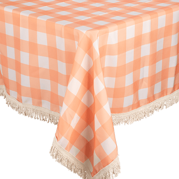 Fringed Tablecloth Apricot Check - Kollab USA