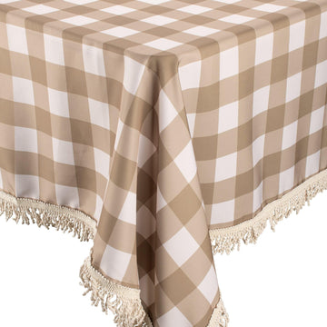 Fringed Tablecloth Olive Check - Kollab USA