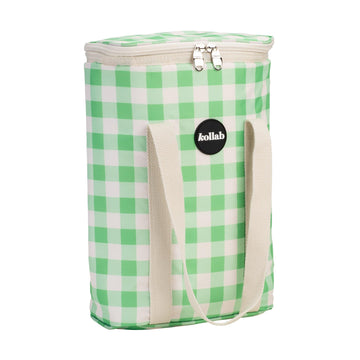 Wine Cooler Bag Kelly Green Check - Kollab USA