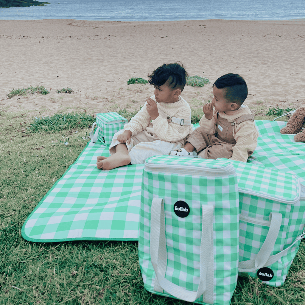 Wine Cooler Bag Kelly Green Check - Kollab USA