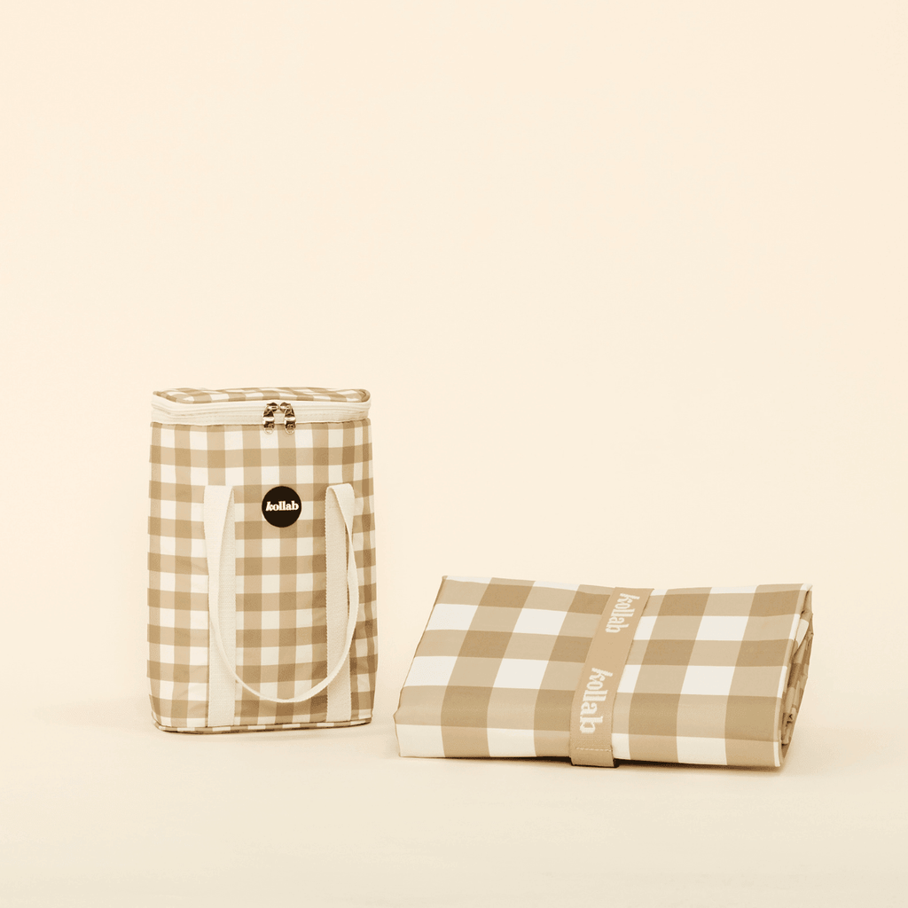 Wine Cooler Bag Olive Check - Kollab USA
