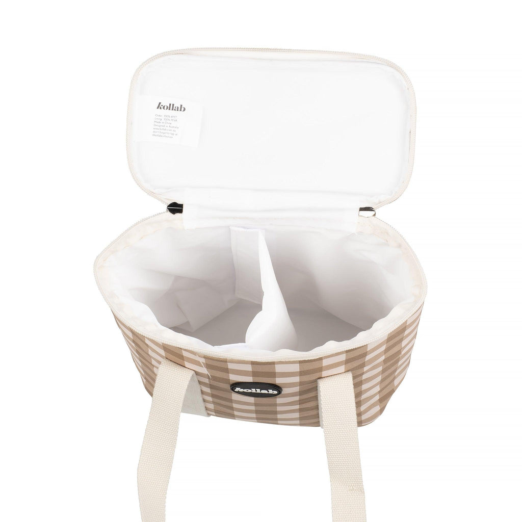 Wine Cooler Bag Olive Check - Kollab USA